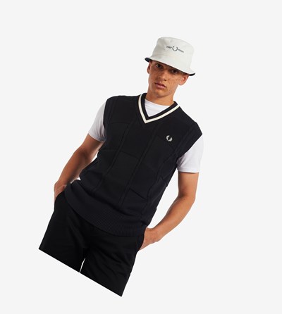 Fred Perry Cable Knit Tank Gebreide Kleding Heren Zwart | DLZ976235