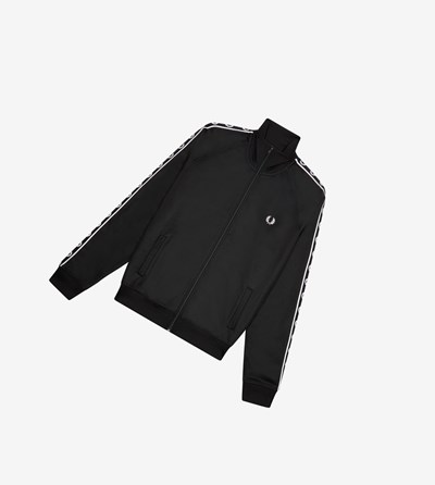 Fred Perry Contrast Taped Trainingsjack Heren Zwart | BHJ316872