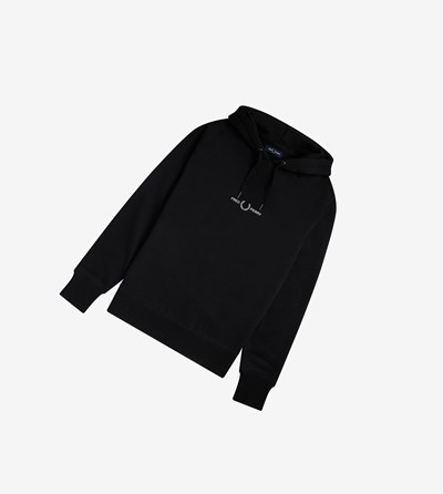 Fred Perry Embroidered Met Capuchon Sweatshirt Heren Zwart | VMO695283