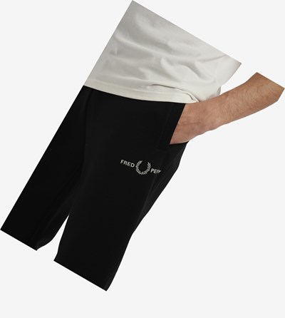 Fred Perry Embroidered Sweat Pants Broek Heren Zwart | GHZ047638