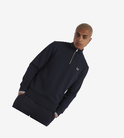 Fred Perry Half Zip Sweatshirt Heren Donkerblauw | IME831296