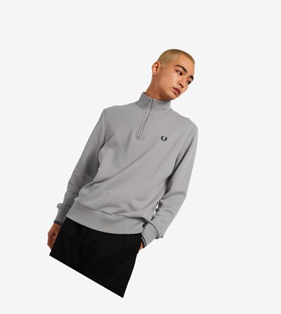 Fred Perry Half Zip Sweatshirt Heren Grijs | YKE316248