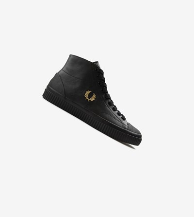 Fred Perry Hughes Mid Sneakers Heren Zwart | NIE718465