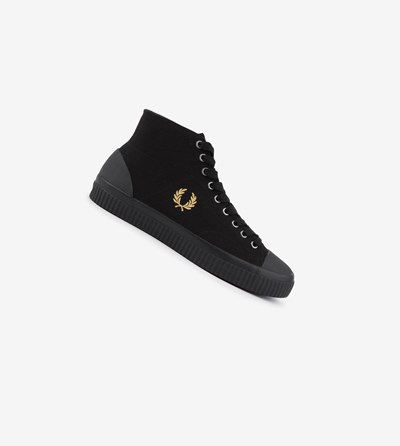 Fred Perry Hughes Mid Sneakers Heren Zwart | ZBU049821