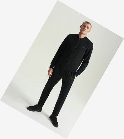Fred Perry Knitted Tape Trainingsjack Heren Zwart | RVK034618