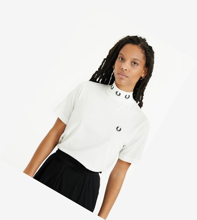 Fred Perry Laurel Wreath High Neck T Shirts & Topjes Dames Wit | WFG650819