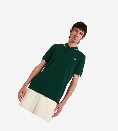 Fred Perry M3600 Poloshirt Heren Donkergroen Wit | ZEU690381