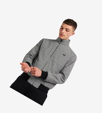 Fred Perry Made In England Prince of Wales Harrington Jacket Jassen Heren Zwart | SXN162847