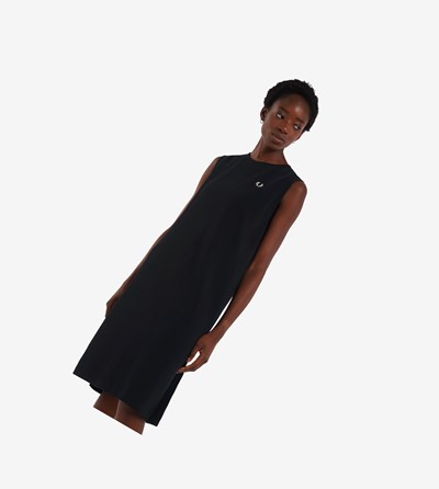 Fred Perry Mouwloos Ringer T-Shirt Jurken Dames Zwart | VJE634872