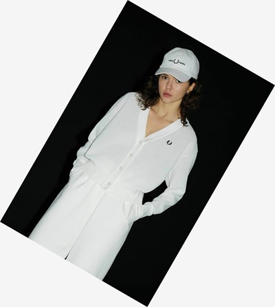 Fred Perry Open-Knit Cardigan Gebreide Kleding Dames Wit | FNC653028