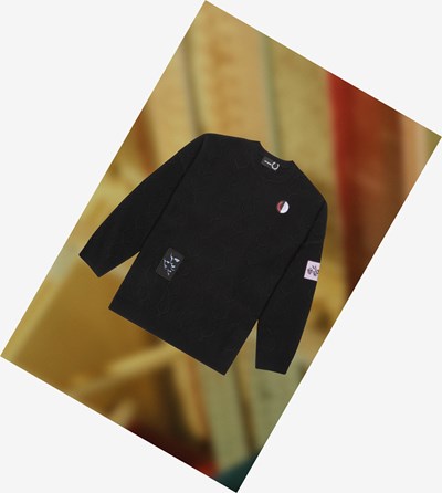 Fred Perry Raf Simons Oversized Laurel Wreath Jumper Gebreide Kleding Heren Zwart | ZOK528079