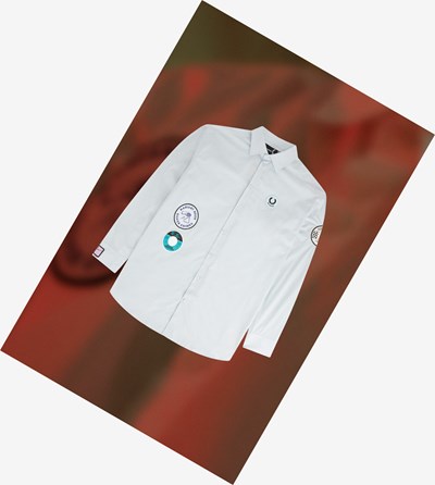 Fred Perry Raf Simons Oversized Patch Detail Overhemd Heren Blauw | CMV802549
