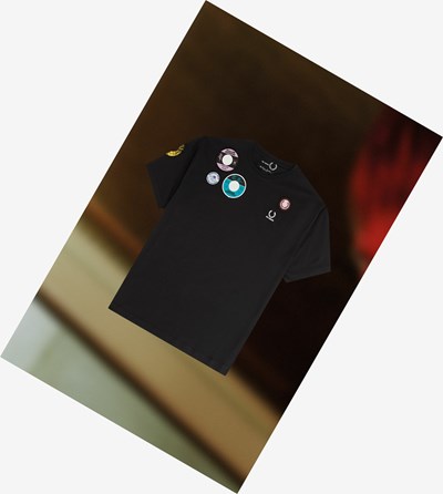 Fred Perry Raf Simons Oversized Patch Detail T-shirts Heren Zwart | TCO621908