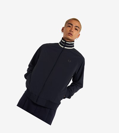 Fred Perry Striped Collar Trainingsjack Heren Donkerblauw | ARU285976