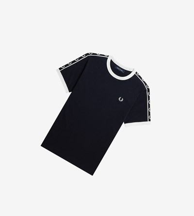 Fred Perry Taped Ringer T Shirts & Topjes Dames Donkerblauw | IBO760321