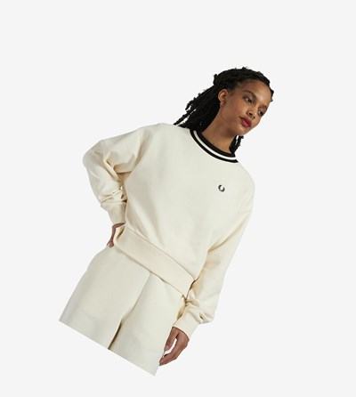 Fred Perry Zip Detail Sweatshirt Dames Wit | LEY716298